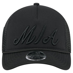 Miami Marlins New Era City Initial 9FORTY A-Frame M-Crown Adjustable Trucker Hat - Black Hats