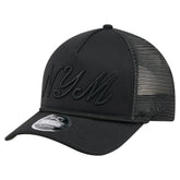 New York Mets New Era City Initial 9FORTY A-Frame M-Crown Adjustable Trucker Hat - Black Hats