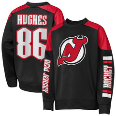 NHL Jack Hughes New Jersey Devils Outerstuff Youth Best Defense Name & Number Crewneck Sweatshirt - Black