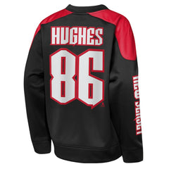 NHL Jack Hughes New Jersey Devils Outerstuff Youth Best Defense Name & Number Crewneck Sweatshirt - Black
