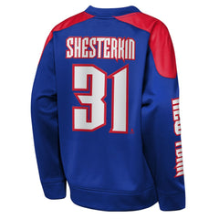 NHL Igor Shesterkin New York Rangers Outerstuff Youth Best Defense Name & Number Crewneck Sweatshirt - Blue