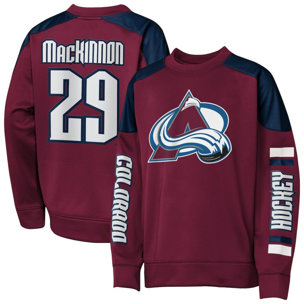 NHL Nathan MacKinnon Colorado Avalanche Outerstuff Youth Best Defense Name & Number Crewneck Sweatshirt - Burgundy