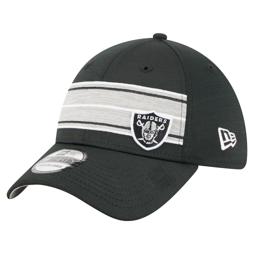 Las Vegas Raiders New Era Stripes 39THIRTY Flex Hat Black