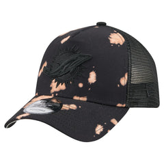 Miami Dolphins New Era Bleached 9FORTY A-Frame Adjustable Hat Black