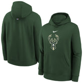 Milwaukee Bucks Youth 2025/26 Club Fleece Hoodie Hunter Green