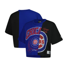 Chicago Cubs New Era Women's Upcycled Colorblocked Boxy Cropped T-Shirt - Royal T-shirts