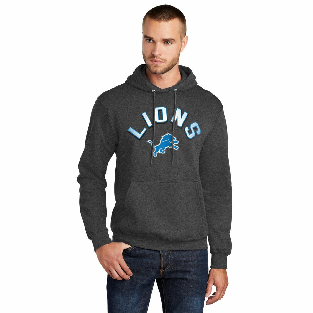 Detroit Lions Starter Arch Over Logo Pullover Hoodie Charcoal
