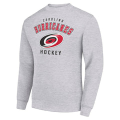 NHL Carolina Hurricanes Men's Starter Team Logo Fleece Pullover Sweatshirt - Heather Gray