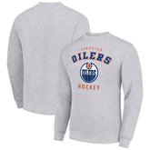 NHL Edmonton Oilers Men's Starter Team Logo Fleece Pullover Sweatshirt - Heather Gray