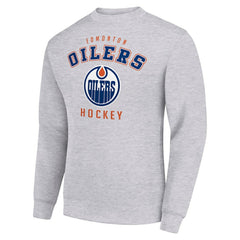 NHL Edmonton Oilers Men's Starter Team Logo Fleece Pullover Sweatshirt - Heather Gray