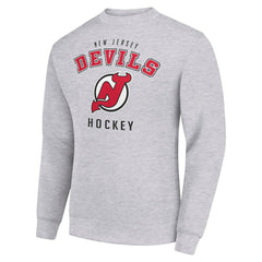 NHL New Jersey Devils Men's Starter Team Logo Fleece Pullover Sweatshirt - Heather Gray