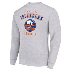 NHL New York Islanders Men's Starter Team Logo Fleece Pullover Sweatshirt - Heather Gray