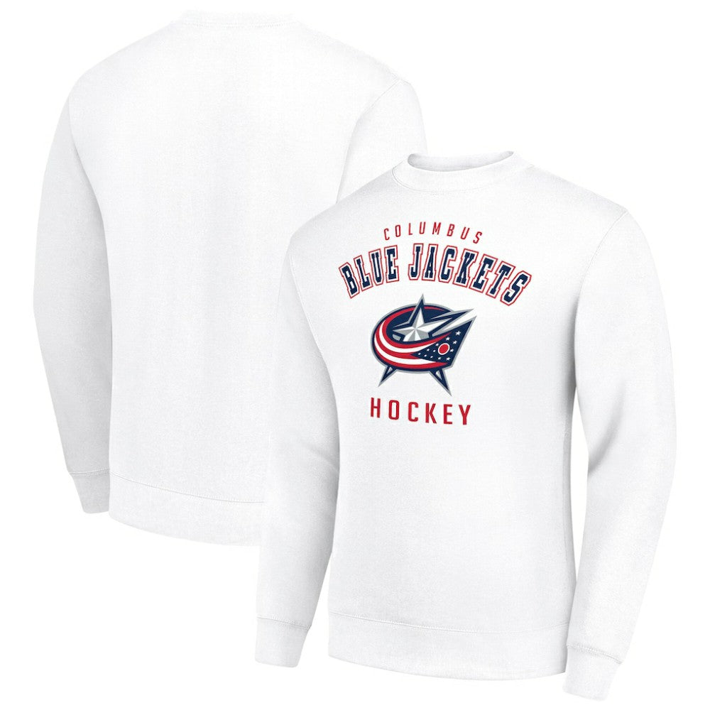 NHL Columbus Blue Jackets Men's Starter Team Logo Fleece Pullover Sweatshirt - White