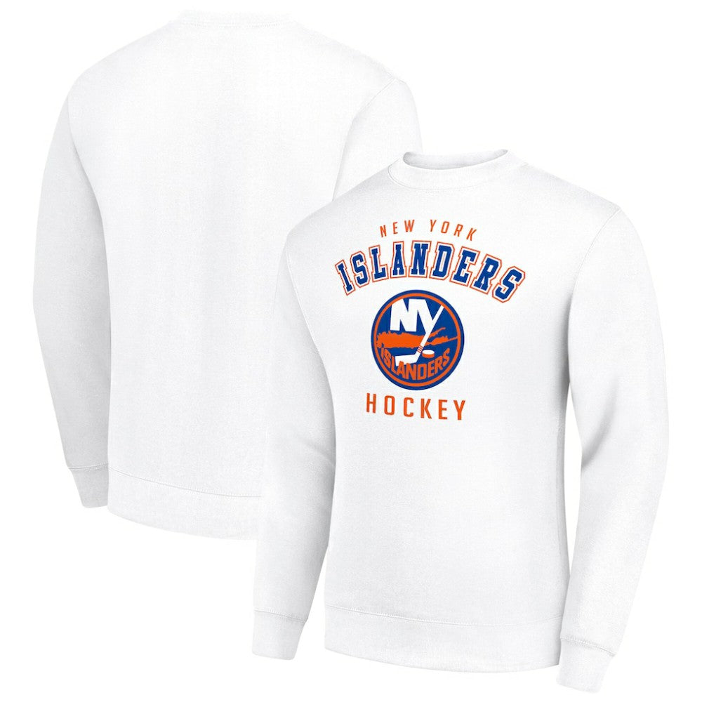 NHL New York Islanders Men's Starter Team Logo Fleece Pullover Sweatshirt - White