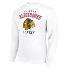 NHL Chicago Blackhawks Men's Starter Team Logo Fleece Pullover Sweatshirt - White