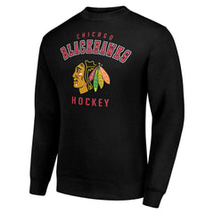 NHL Chicago Blackhawks Men's Starter Team Logo Fleece Pullover Sweatshirt - Black
