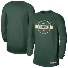 Milwaukee Bucks 2025/26 On-Court Flare Dri-FIT Practice Long Sleeve Tri-Blend T-Shirt Hunter Green