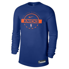 New York Knicks 2025/26 On-Court Flare Dri-FIT Practice Long Sleeve Tri-Blend T-Shirt Blue