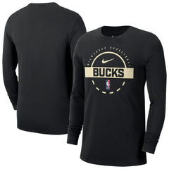 Milwaukee Bucks Authentic Long Sleeve Practice T-Shirt Black