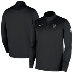 Milwaukee Bucks 2025/26 Authentic Coaches Quarter-Zip Dri-Fit Top Black