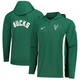 Milwaukee Bucks Authentic On Court Zone Quarter-Zip Dri-FIT Hoodie Jacket Hunter Green