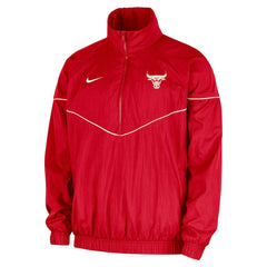 Chicago Bulls Courtside Windrunner Woven Half-Zip Hooded Jacket Red