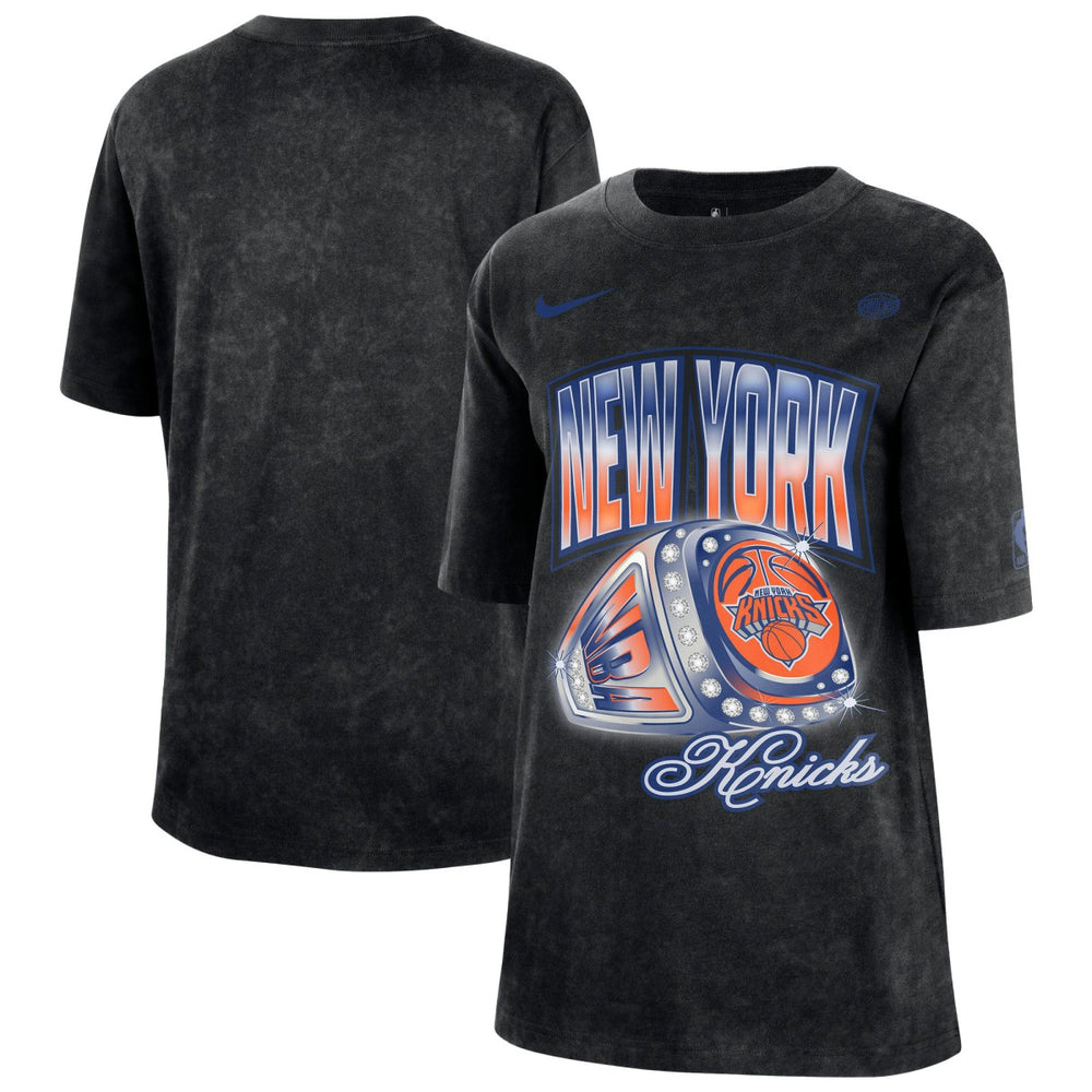 New York Knicks Women's Courtside Original Content Vintage Washed Boyfriend T-Shirt Black