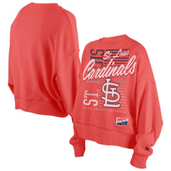 St. Louis Cardinals New Era Women's Boxy Mineral Wash Dolmen Sleeve Cropped Sweatshirt - Red Sweatshirts