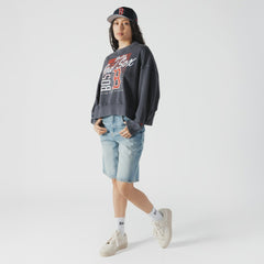 Boston Red Sox New Era Women's Boxy Mineral Wash Dolmen Sleeve Cropped Sweatshirt - Navy Sweatshirts