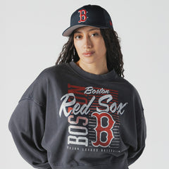 Boston Red Sox New Era Women's Boxy Mineral Wash Dolmen Sleeve Cropped Sweatshirt - Navy Sweatshirts