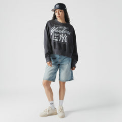 New York Yankees New Era Women's Boxy Mineral Wash Dolmen Sleeve Cropped Sweatshirt - Navy Sweatshirts