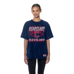 Cleveland Guardians New Era Women's Mineral Wash Oversized T-Shirt - Navy T-shirts