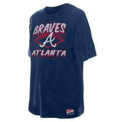 Atlanta Braves New Era Women's Mineral Wash Oversized T-Shirt - Navy T-shirts