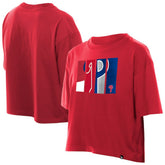 Philadelphia Phillies New Era Women's Boxy Foil Logo T-Shirt - Red T-shirts