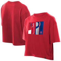Philadelphia Phillies New Era Women's Boxy Foil Logo T-Shirt - Red T-shirts