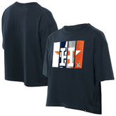 Houston Astros New Era Women's Boxy Foil Logo T-Shirt - Navy T-shirts
