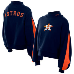 Houston Astros New Era Women's Mock Neck Balloon Sleeve Sweatshirt - Navy Sweatshirts