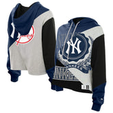 New York Yankees New Era Women's Upcycled Color Block Cropped Boxy Hoodie Hoodies