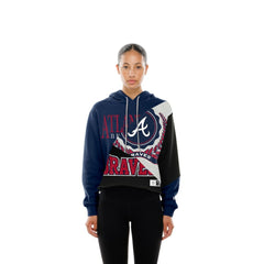 Atlanta Braves New Era Women's Upcycled Color Block Cropped Boxy Hoodie Hoodies