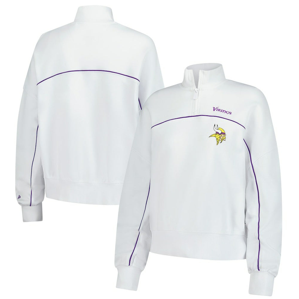 New Era Minnesota Vikings Female Adult White Functional Fandom Quarter-Zip Sweatshirt