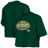 Green Bay Packers New Era Girl's Flip Sequin Boxy T-Shirt Green