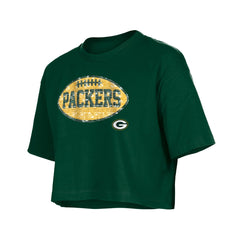 Green Bay Packers New Era Girl's Flip Sequin Boxy T-Shirt Green