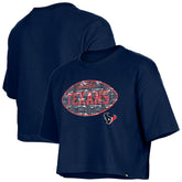 Houston Texans New Era Girl's Flip Sequin Boxy T-Shirt Navy