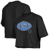Indianapolis Colts New Era Girl's Flip Sequin Boxy T-Shirt Black