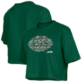 New York Jets New Era Girl's Flip Sequin Boxy T-Shirt Green