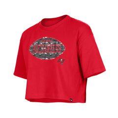 Tampa Bay Buccaneers New Era Girl's Flip Sequin Boxy T-Shirt Red