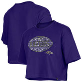 Baltimore Ravens New Era Girl's Flip Sequin Boxy T-Shirt Purple