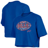 Buffalo Bills New Era Girl's Flip Sequin Boxy T-Shirt Royal