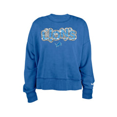 Detroit Lions New Era Girl's Flip Sequin Sweatshirt Blue