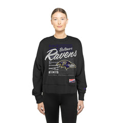 Baltimore Ravens New Era Women's Oversized Throwback Mineral Wash Crew Neck Sweatshirt Black